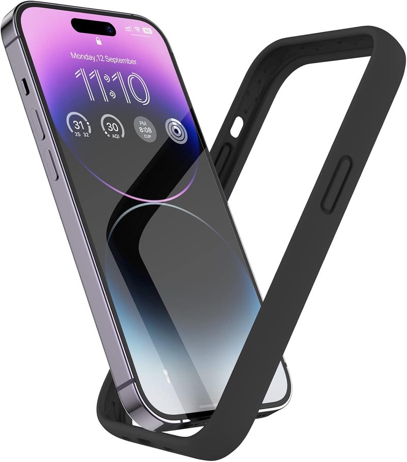 K TOMOTO Compatible with iPhone 14 Pro Bumper Case (6.1 Inch), Liquid Silicone Protective Frame [Shock Absorption, Raised Edge & Drop Protection], Silky and Soft Touch, Black - Image 1